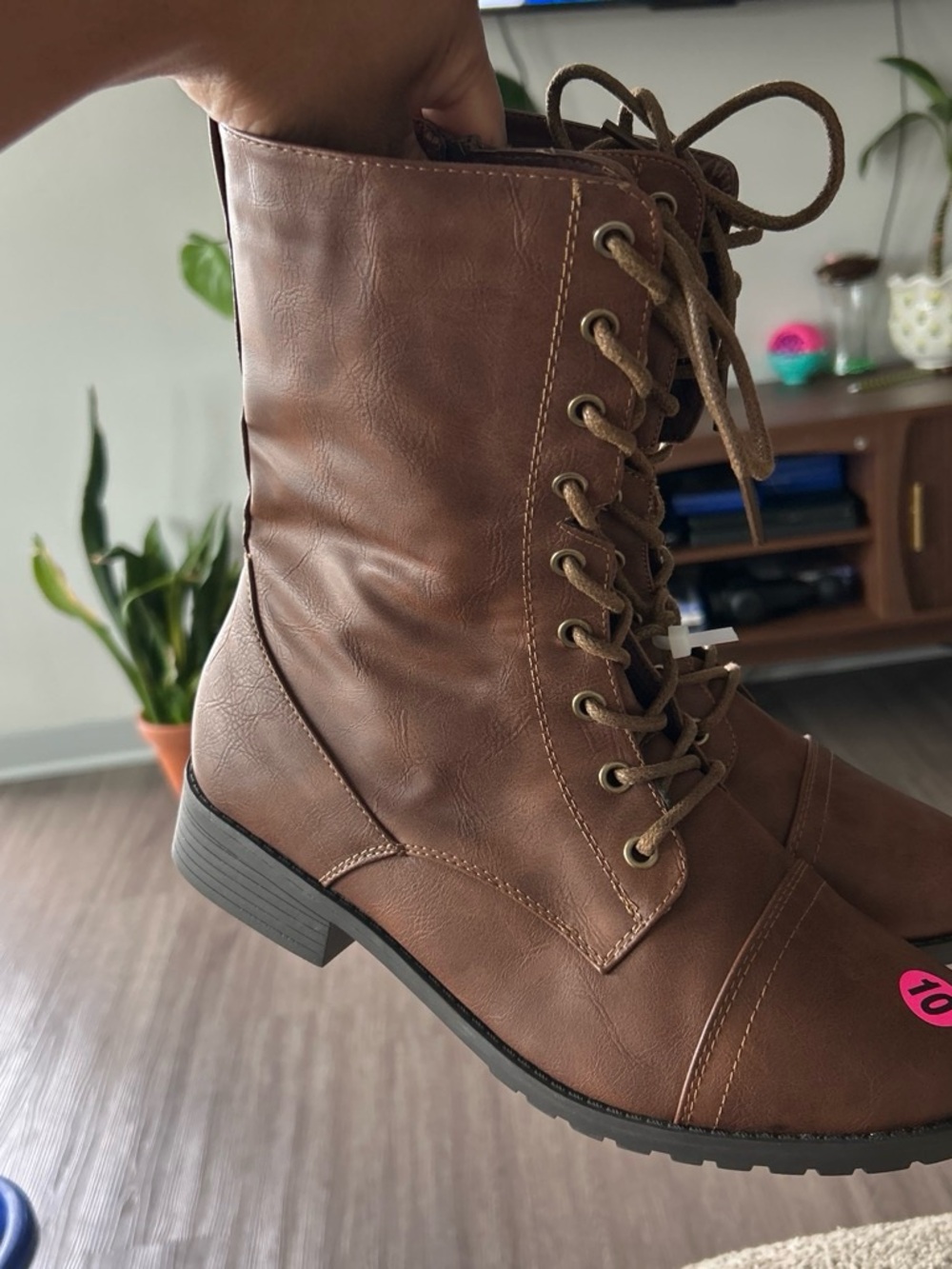 Forever 21 Brown Lace-Up Combat Boots